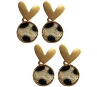 Abaodam 2 Paar Herzförmige Ohrringe mit Kuhmuster Silberlegierung Damen Ohrstecker für Alltag Party und Geschenk