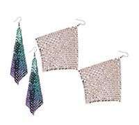 Abaodam 2 Paar Quastenohrringe aus Aluminium Lange Geometrische Pailletten Ohrringe Funkeln für Damen Festliche Hängend Modische Western Ohrringe