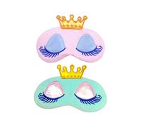 Abaodam 2 Stück 2 teiliges Plüsch Schlafmaske mit langen Wimpern Cartoon Diadem Design weiche Augenmaske für Frauen Mädchen Lichtblockierend verstellbares Kopfband zum Schlafen Reisen