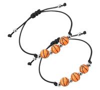 Abaodam 2 Stück Basketball Armbänder Verstellbar Sportliche Perlenarmbänder für Männer Frauen Basketballspieler Fitness Fans Modisches Multifunktionales Accessoire für Basketball und