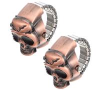 Abaodam 2 Stück Totenkopf Fingeruhren mit Klappfunktion Verstellbares Band aus Zinklegierung Vintage Punk Stil Stylischer Kleiner Ringuhr für Damen und Herren