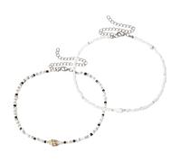 Abaodam 2 Stück Verstellbare Perlenhalsketten mit Bunten Muscheln Sommerliche Beach choker für Teenager Mädchen Handgefertigte Strandketten mit Tropischem Design als Geschenk