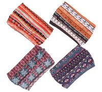 Abaodam 4 Stück Afrikanische Yoga Stirnbänder Elastisch Breit Mit Knoten Bedruckte Haarbänder Aus Stoff Für Damen Sport Und Alltag