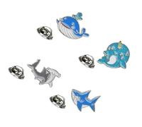 Abaodam 4 Stück Cartoon Broschen mit Meeresmotiven aus Zinklegierung Niedliche Delfin und Hai Broschen Bequeme und Schöne Schmuckaccessoires für Mädchen und Frauen