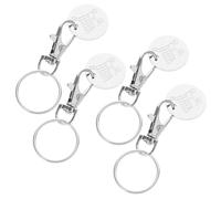 Abaodam 4 Stück pack Einkaufswagen Münz Schlüsselanhänger aus Edelstahl Abnehmbar und Schlüsselanhänger für Token Halter Geeignet für Täglichen Einkauf
