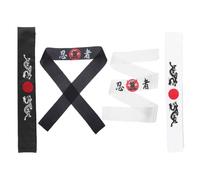 Abaodam 4 Stück Pack Japanische Ninja Stirnbänder im Samurai Stil Elastische Sport Kopfbedeckung Atmungsaktiv und Vielseitig für Karate Sushi Köche und Läufer