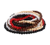 Abaodam 5stücke Holzperlenkette mit Runden Naturholzperlen Afrikanischer Statement-kette für Damen und Herren Rustikalem Landhausstil Klassischem Design für Partys und Alltag