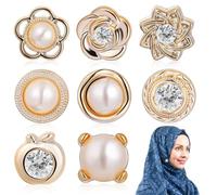 Abaodam 8 Stück Magnetische Hijab Nadeln ohne Nähen Sicherheits Broschen aus Metall Vielseitige Schal und Kleidungs Clips für Damen