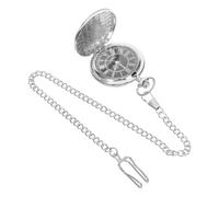 Abaodam Abschlussfest Vintage Taschenuhr für Herren mit Schwarzem Legierung Gehäuse Schützendem Flip Cover und Großer Klarer Ziffern Retro Design mit Kettenarmband