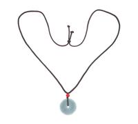 Abaodam Chinesische Jade Halskette Damen Rundem Handgeschnitztem Donut Anhänger aus Natürlicher Jade Grün Vintage Feng Shui Glücksbringer Schmuck Geschenk