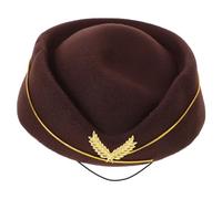 Abaodam Eleganter Kreative Stewardessenhut aus mit für Damen Wollstoff Ergonomischem Design Barett in Kaffee Farbe für und Cosplaypartys