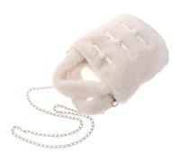 Abaodam Flauschige Beuteltasche Damen Umhängetasche aus Kunstfell mit Kette Kleine Weiche Winter Plüsch Tragetasche für Alltag und Party