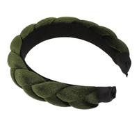 Abaodam Geflochtener Haarreif aus Samt Grün Breites Make Up Stirnband für Damen Hautpflege Stirnband zum Gesichtwaschen 17,5 X 15,5 X 3,5cm Spa Zubehör