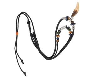 Abaodam Haizahn Anhänger Kette für Herren Geflochtene Kunstleder Halskette im Ethno-stil mit Zahnmotiv Strandkette für Damen und Herren