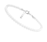 Abaodam Handgefertigte Fußkette mit Weißen Perlen Eleganter Fußschmuck für Damen Verstellbares Fußkettchen für Strand und Freizeit