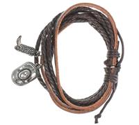 Abaodam Herren Lederarmband Mehrlagig mit Cowboyhut Stiefel Anhängern Handgefertigte Handgelenkkette aus Robustem Leder Western Style für Alltag und Besondere Anlässe