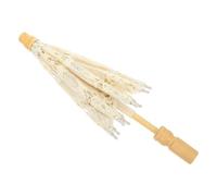 Abaodam Kinder Spitzenregenschirm Weißer Brautschirm aus Baumwolle Kleiner Dekorativer Sonnenschirm für Mädchen Leichter Hochzeitsschirm als Fotorequisite und Tanzaccessoire