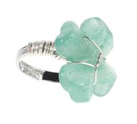 Abaodam Kristallklee Ring für Damen Handgefertigter Glücksbringer mit Vierblättrigem Kleeblatt Leichter Grüner Schmuckring für Geburtstage Jahrestage und Valentinstag