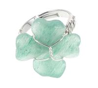 Abaodam Kristallring Damen Glücksring mit Vierblättrigem Kleeblatt Motiv Handgefertigter Schmuck aus Funkelndem Kristall Leichter Valentinstag Ring als Glücksbringer
