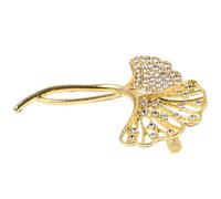 Abaodam Luxuriöse Brosche Goldene Hochzeit mit Ginkgo Motiv Eleganter Hochzeitsschmuck für Damen Ziernadel aus Legierung mit Funkelnden Strasssteinen Vielseitiger Anstecker