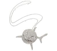 Abaodam Modische Haizahn Halskette Damen mit Funkelndem Strass Anhänger Leichte Metallkette für Party Strand und Cosplay Langlebiges Schmuckstück für Auffälligen Look