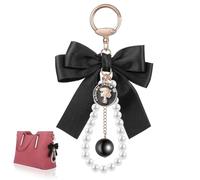 Abaodam Perlen-Schlüsselanhänger Mit Schleife Schlüsselanhänger Für Autoschlüssel Damen Taschenanhänger Und Rucksackanhänger Vintage Ornament Für Handtasche Schlüssel Und Geldbörse 5.51X4.72X0.79In