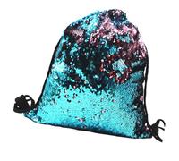 Abaodam Praktischer Pailletten Rucksack Robuste mit Kordelzug aus Polyester in Blau Modischer Turnbeutel für Shopping und Festivals für Kleine Dinge