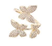 Abaodam Schmetterlingsring Zirkon Offener Kupferring Verstellbar für Damen Alltag Festival Schmuck Modeschmuck Elegant 1 Stück