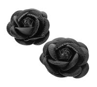 Abaodam Schuhverzierungen Rosen aus Kunstleder Schwarz 2 Stück Wiederverwendbare Schuhanhänger für Damen Braut Schuhe und Winterstiefel