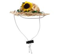 Abaodam Strohhut Für Haustiere Modischer Sombrero Mit Sonnenblumen-verzierung Fotorequisite Sicher Aus Stroh Und Verstellbar Für Hunde Katzen Und Kaninchen
