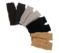 Abaodam Thermohandschuhe für Damen 4 Paar Fingerlose Wollfäustlinge Halbfinger Handwärmer für Herbst und Winter im Alltag und Büro