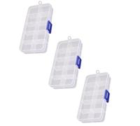 Abaodam Transparente mit 10 Fächern und Deckel aus Kunststoff Schmuckaufbewahrungsbox 3 Stück für Ohrringe und Desktop Dekor