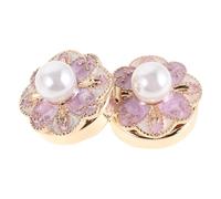 Abaodam Vintage Manschettenknöpfe mit Emaille Blumen Hellrosa Perlen 1,5cm für Herrenhemden Dekorativer Hemdschmuck Paar