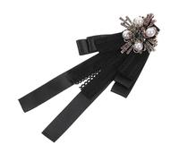Abaodam Vintage Perlen Brosche Schleifen anstecknadel Damen Schwarz Spitze Stoff Fliege Kragen Pin für Kleidung Accessoire Party Hochzeit Geschenk