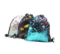 Abaodam Wendbarer Polyester Pailletten Drawstring Rucksack mit Praktischem Kordelzug Blau für Shopping und Festivals Modischer Strandrucksack für Frauen