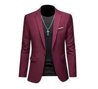 ABARTY Herren Blazer, Leger, Schmale Passform, Blazerjacke Mit Einem Knopf, Leichte Anzugjacke, Legerer Sportmantel, Formeller Business Anzug, Blazer, Hochzeits Smoking, Burgunderrot, XL