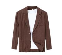 ABARTY Herren Blazer, Legerer Sportmantel Aus Baumwolle Und Leinen, Ungefüttert, Sommer Anzugjacke Mit 2 Knöpfen, Für Hochzeiten, Formelle Freizeit Oberbekleidung, Braun, XXL