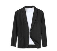 ABARTY Herren Blazer, Legerer Sportmantel Aus Baumwolle Und Leinen, Ungefüttert, Sommer Anzugjacke Mit 2 Knöpfen, Für Hochzeiten, Formelle Freizeit Oberbekleidung, Schwarz, XXL
