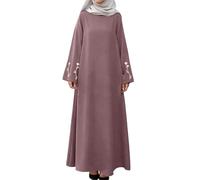Abaya Sommerkleid Damen Elegant Elegantes Besticktes Maxikleid mit Taschen locker geschnittenes Boho - Kleid im Ethno - Stil für lässigen (RD1 S)