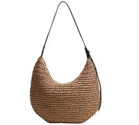 Abbdbd Halbmondförmige Tasche Aus Gewebtem Gras Verstellbarem Riemen, Sommerliche Unterarmtasche, Lässige Schultertasche Für Reisen, Verabredungen, Arbeit Und Alltag