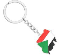 Abbdbd Sudan Karte Anhänger Schlüsselanhänger für Damen Herren Edelstahl Sultan Flagge Autotaschen Schlüsselanhänger Karte Anhänger Schlüsselanhänger