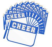 Abbylike Snackbeutel, transparent, Chenille, mit Reißverschluss, wasserdicht, PVC, groß, für Reisen, Make-up, Kosmetik, Organizer, Tasche für Mutter, Team, Cheerleader, Lehrer, Dunkelblau, 12 Stück