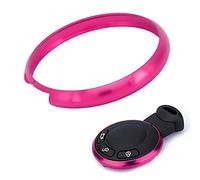 Abdeckung für Schlüsselanhänger, Akozon Aluminium Smart Abdeckung für Schlüsselanhängerring Ersatz für Mini R55 R56 R57 R58 R59 R60(Rosenrot)