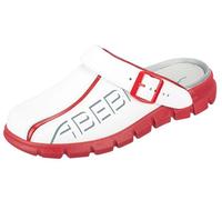 Abeba Berufsschuh-Clog Herren 7313 tools, Weiß Rot mit Aufdruck, 42 EU