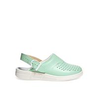 Abeba Clog 7090 - the original, Glattleder,mint/weiß, perforiert, zertifiziert, 41