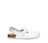 Abeba Clog 8040 Nature Glattleder Weiß mit Korkfußbett Größe 47