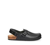 Abeba Clog 8045 - Nature Glattleder schwarz mit Korkfußbett