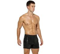 ABEHIK Herren Glitzer Shorts Sexy Pailletten Hose Metallic Shorts Kurz Y2K Glänzender Bar-Shorts Hotpants Musikfestival Karneval Kostüm Nacht Clubwear schwarz XL