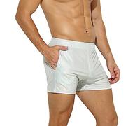 ABEHIK Herren Glitzer Shorts Sexy Pailletten Hose Metallic Shorts Kurz Y2K Glnzender Bar-Shorts Hotpants Musikfestival Karneval Kostm Nacht Clubwear wei XL