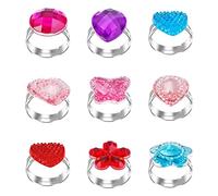 Abeillo 9 Stück Mädchen Ringe, Verstellbare Prinzessin Verkleiden Edelstein Ring, Dress Up Ring Set für Mädchen Schmuck Geburtstagsgeschenk